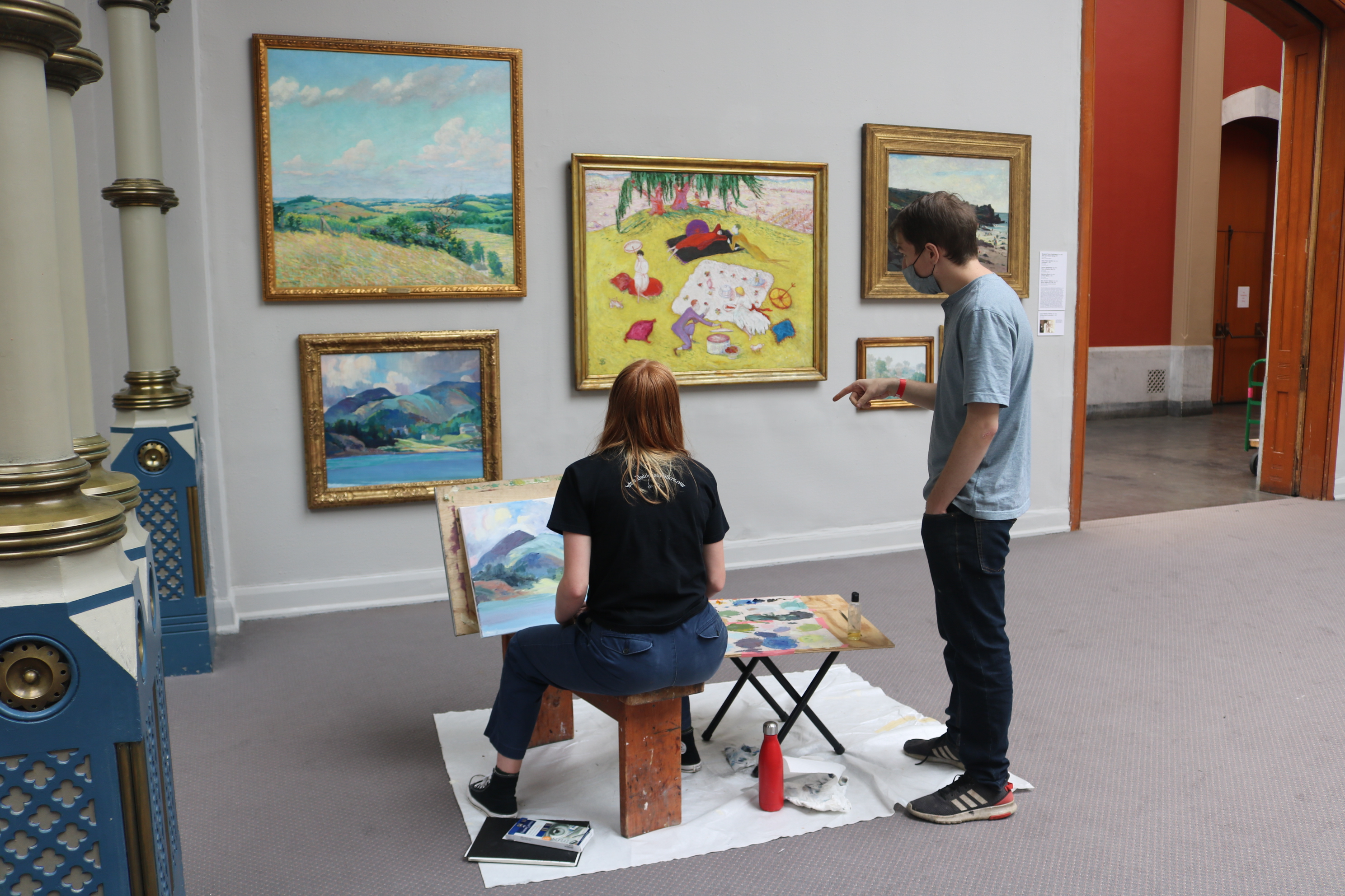 students painting in galleries
